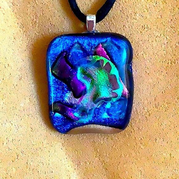 Dichroic Glass Pendant Necklace - Picture 1 of 4